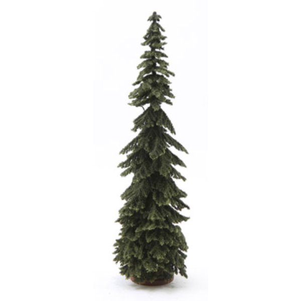 CAST0612 12 in. Tall Spruce Tree on Disc Base for Dollhouse Miniature - Green