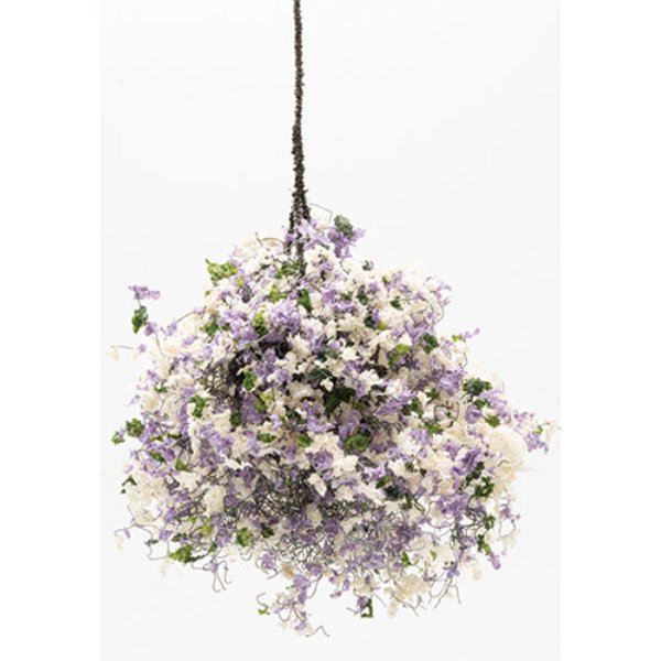 CAHBL35 Hanging Basket for Dollhouse Miniature - Luscious Lavender & White