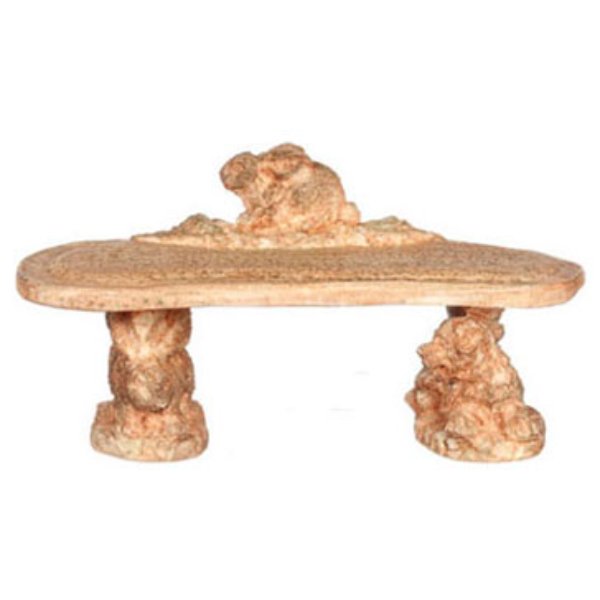 FCA4267AG Bunny Bench for Dollhouse Miniature - Aged - 2 Piece