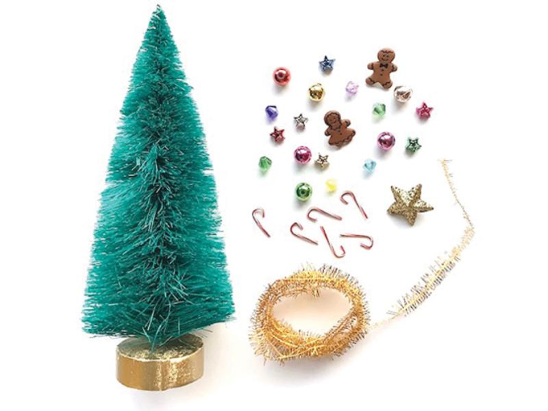 CLD601G Christmas Tree Kit for Dollhouse Miniature, Gold Garland