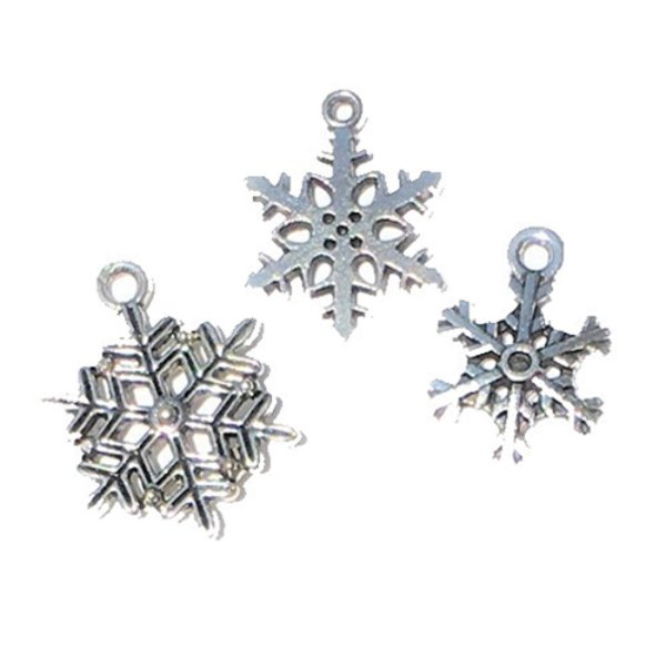 CLD203 Silver Snowflake Ornament for Dollhouse Miniature - 3 Piece