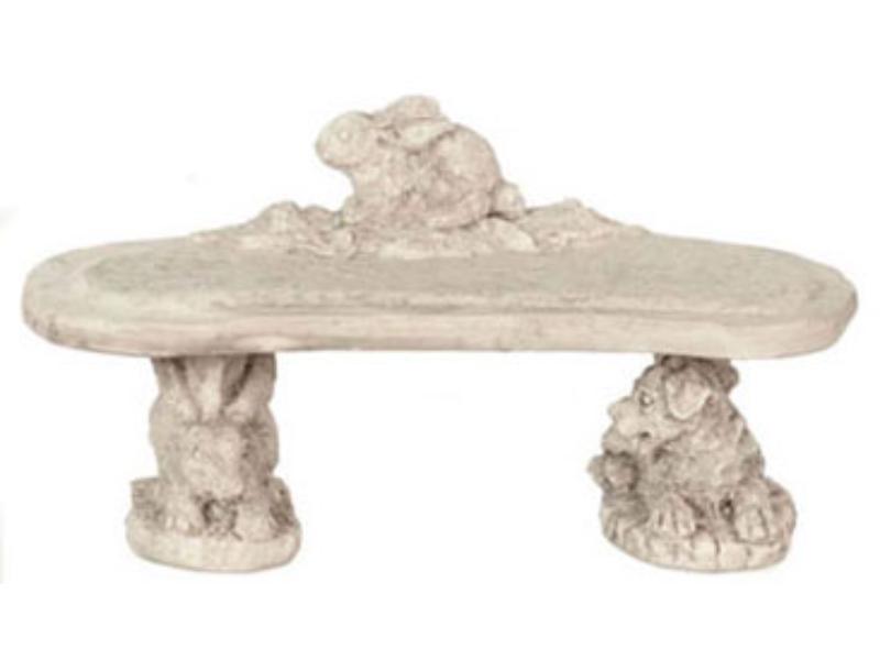 FCA4267GY Bunny Bench for Dollhouse Miniatures, Gray - 2 Piece