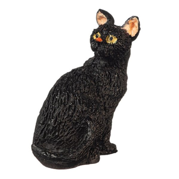 AZE0115 Looking Back Cat for Dollhouse Miniature - Black