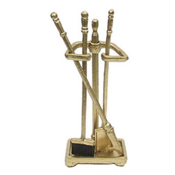 ISL24083 Gold Fireplace Set for Dollhouse Miniature - 4 Piece