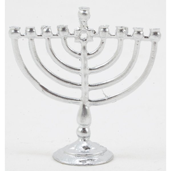 ISL2502 Small Menorah for Dollhouse Miniature - Silver