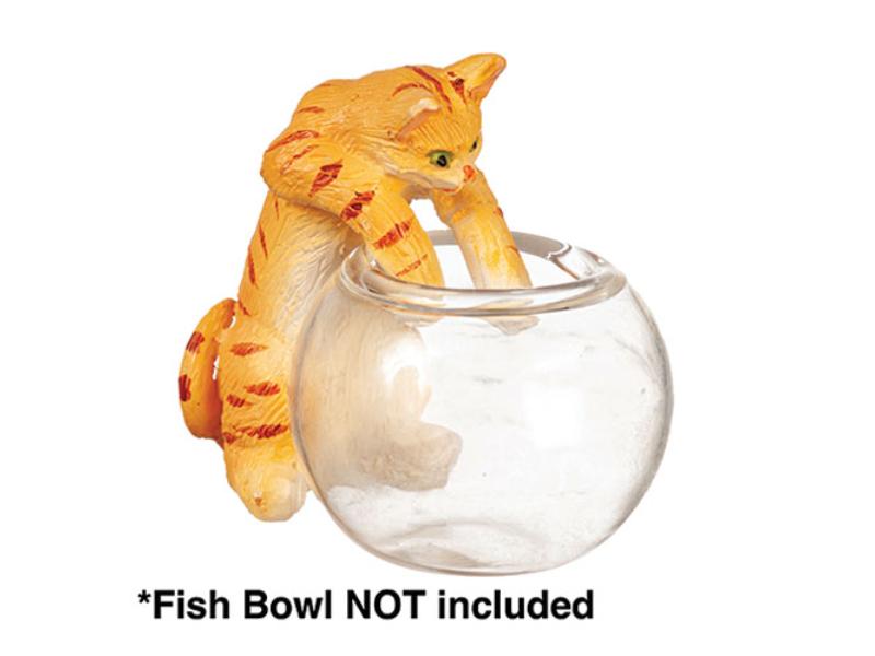 AZE0101 Cat Reaching for Dollhouse Miniatures, Orange