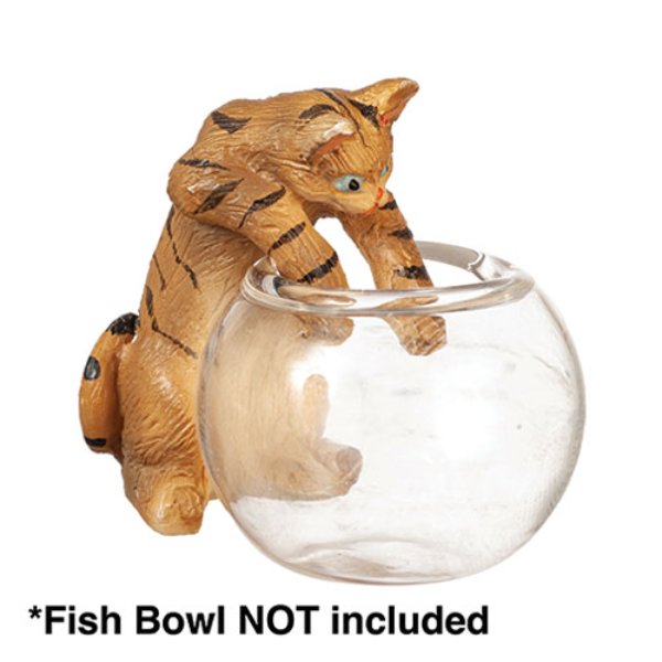 AZE0106 Reaching Cat for Dollhouse Miniature - Tabby