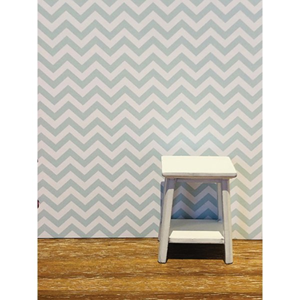 KCMKD6 Wallpaper for Dollhouse Miniature - Soft Teal Chevron - 3 Piece