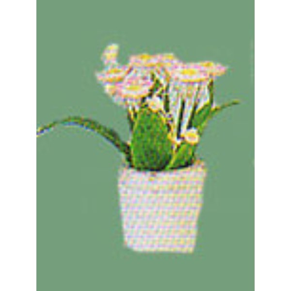 VMMF2037A Flower in White Pot for Dollhouse Miniature