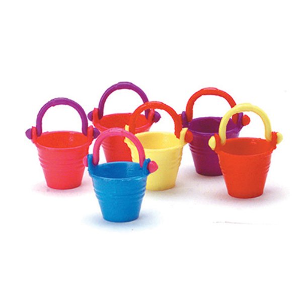 AZG8218 Plastic Pail for Dollhouse Miniature - 6 Piece