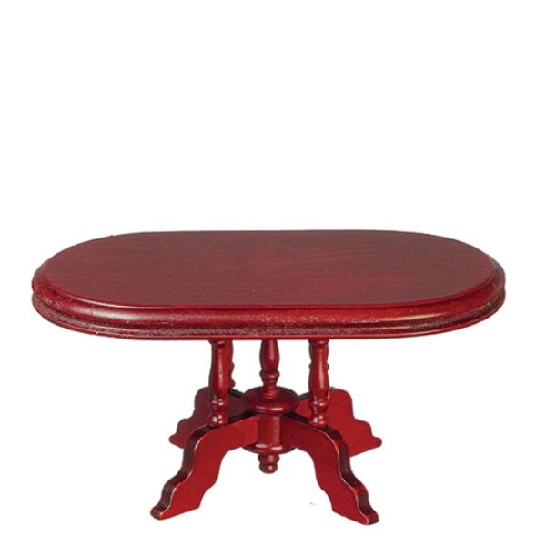 AZD0050 Oval Dining Table for Dollhouse Miniatures - Mahogany