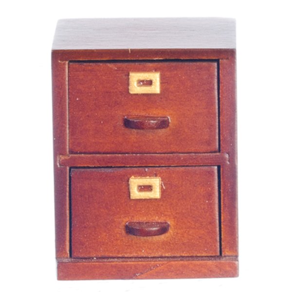 AZT6562A CB 2-Drawer File Cabinet for Dollhouse Miniature - Walnut