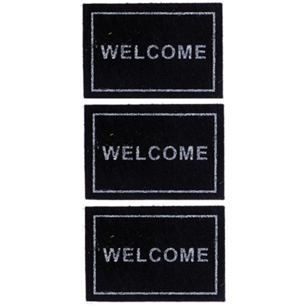 FR57014 Welcome Mats for Dollhouse Miniature - Black - 3 Piece