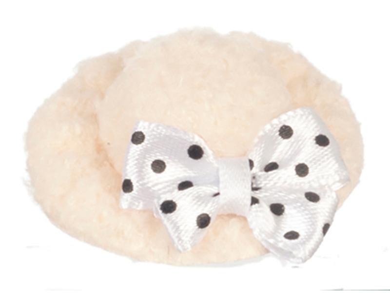 AZG8077 White Velvet Hat for Dollhouse Miniature