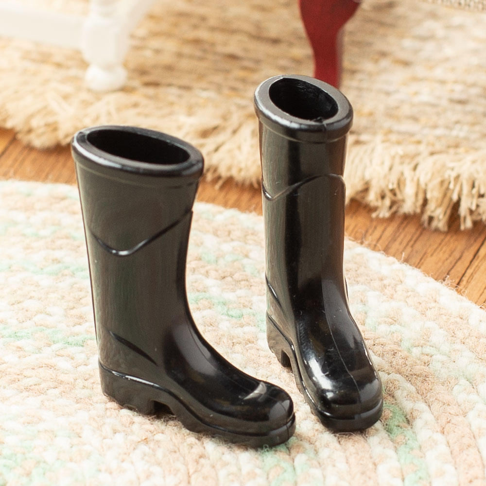 AZG8119 1 in. 1-12 Scale Dollhouse Miniature Black Rubber Boots