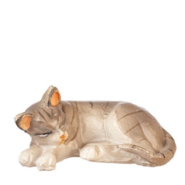 AZE0130 Laying Left Cat for Dollhouse Miniature - Gray