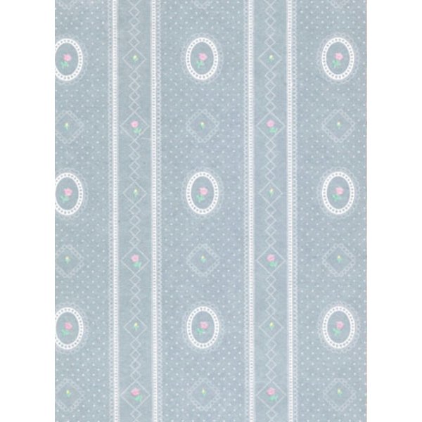 MG144D2 Cameo Stripe Reverse Wallpaper for Dollhouse Miniature - Blue - 3 Piece