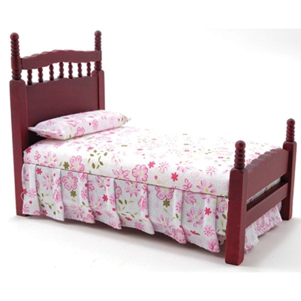 CLA10064 Single Bed for Dollhouse Miniature - Mahogany