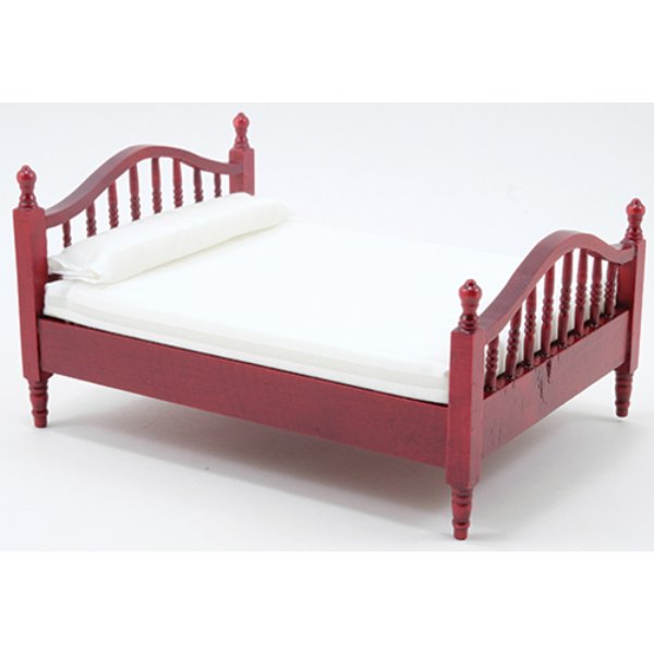 CLA10946 Double Bed for Dollhouse Miniature - Mahogany