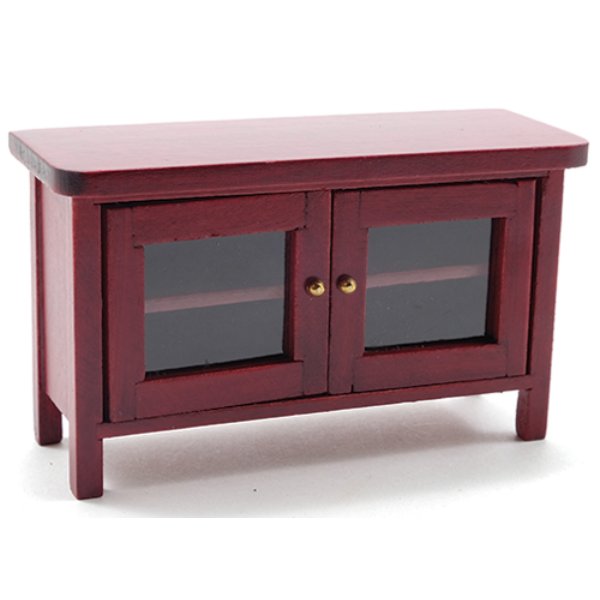 CLA10978 Television Stand for Dollhouse Miniature - Mahogany