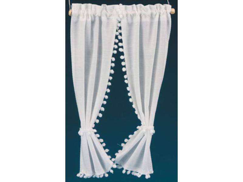 BB52002 7 in. Country Curtains for Dollhouse Miniature, White