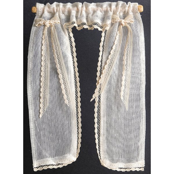BB52711 Victorian Demi Curtains for Dollhouse Miniature - Ecru