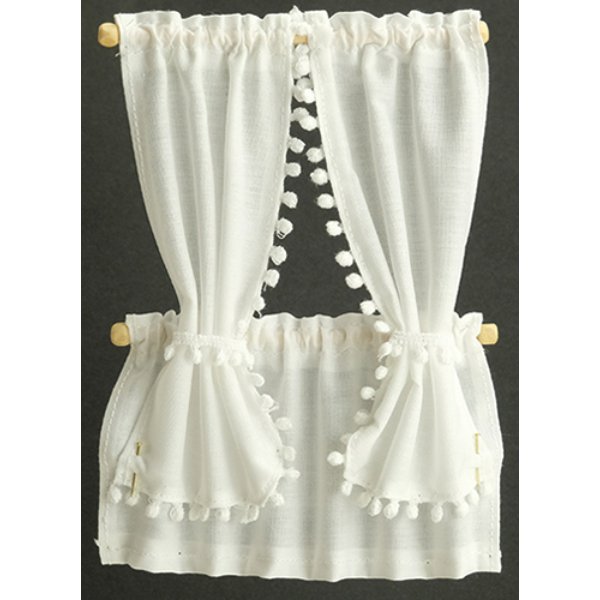 BB52802 Cabin Curtains for Dollhouse Miniature - White