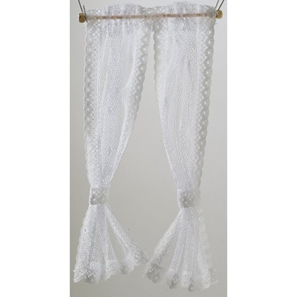 BB54302 Lace Curtain Curtains for Dollhouse Miniature - White