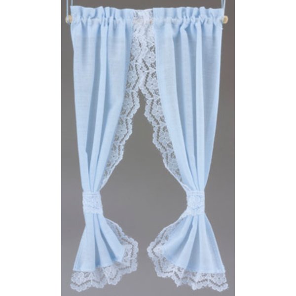 BB55603 Tie Back Curtains for Dollhouse Miniature - Blue