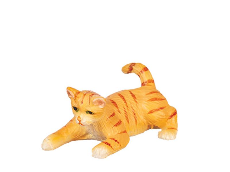 AZE0171 Playing Cat for Dollhouse Miniature, Orange