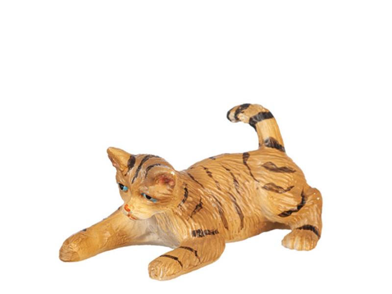 AZE0176 Playing Cat for Dollhouse Miniature, Tabby