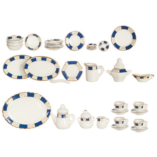 AZG8475 Tea Set for Dollhouse Miniature - 35 Piece