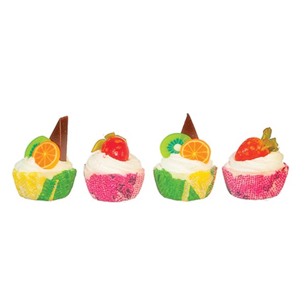 AZG7593 Assorted Cupcakes for Dollhouse Miniature - 4 Piece