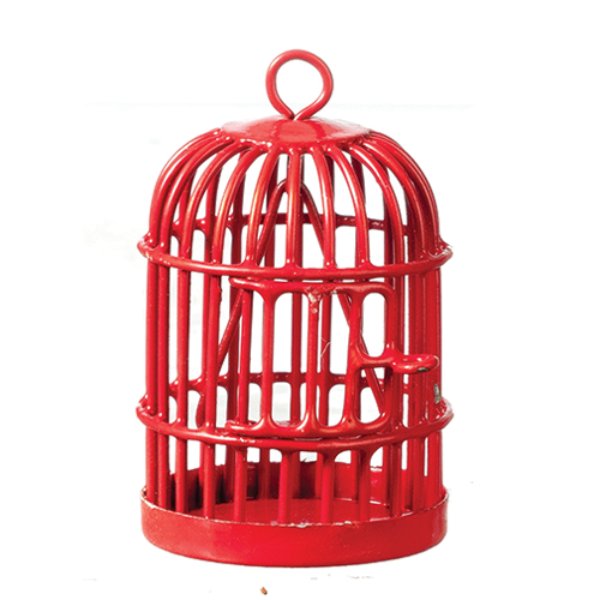 AZZC752RD Round Birdcage for Dollhouse Miniature - Red