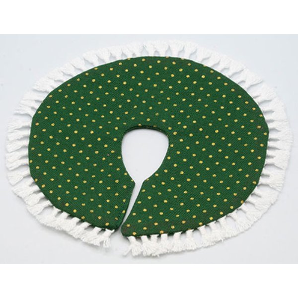 BB90021 Tree Skirt for Dollhouse Miniatures - Green with Gold Dots