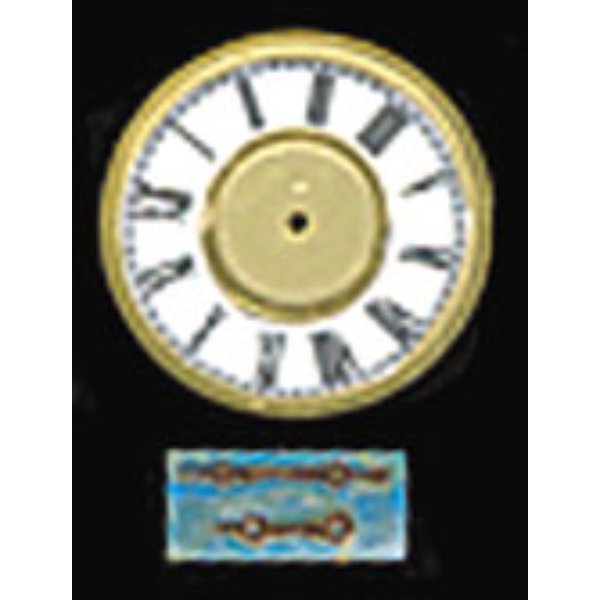 BLD146A 6 in. White Roman Dial with Hands & Brass Backpan for Dollhouse Miniature