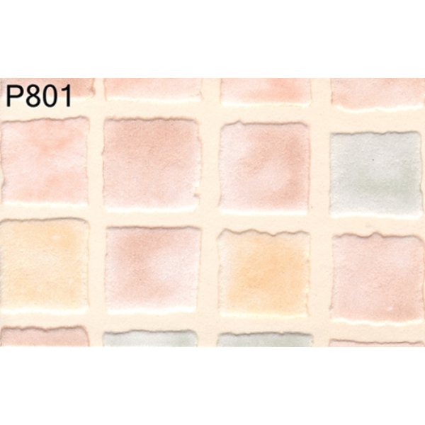 BH801 Prepasted Wallpaper for Dollhouse Miniature - Bright Random Tile - 3 Piece