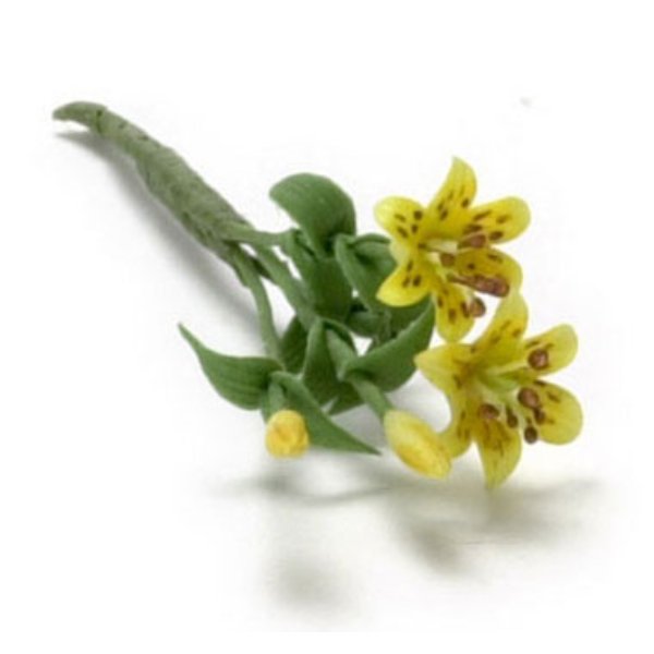 FCA1648 2 Large Stem Tiger Lily for Dollhouse Miniature - Yellow