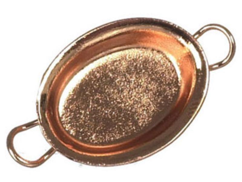 FCAN1368CP Oval Gratin Serving Dish for Dollhouse Miniatures, Copper