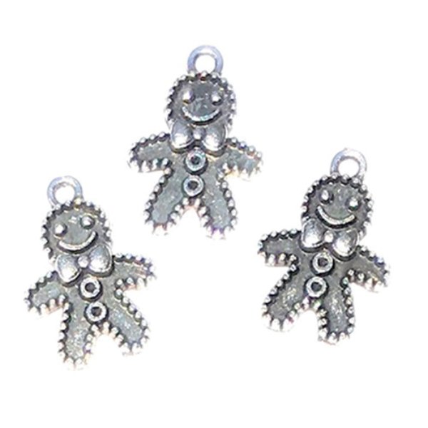 CLD216 Silver Gingerbread Man Ornament for Dollhouse Miniature - Pack of 3