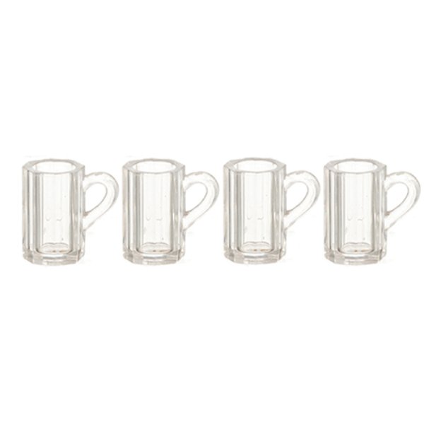 FR40294 Beer Mugs for Dollhouse Miniature - Clear - 4 Piece