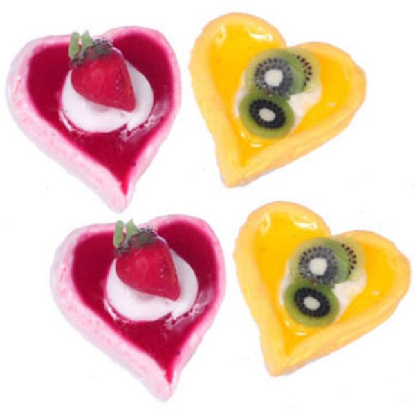 FCA4032 Assorted Large Heart Tart for Dollhouse Miniatures - 4 Piece