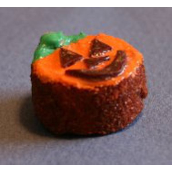RND14 Cake for Dollhouse Miniature - Jack-O-Lantern