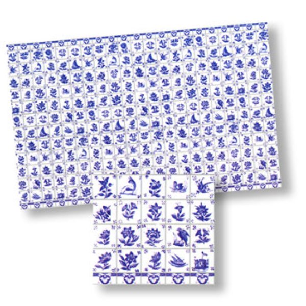 WM24003 1 by 24 Scale Blue Delft Tile for Dollhouse Miniatures