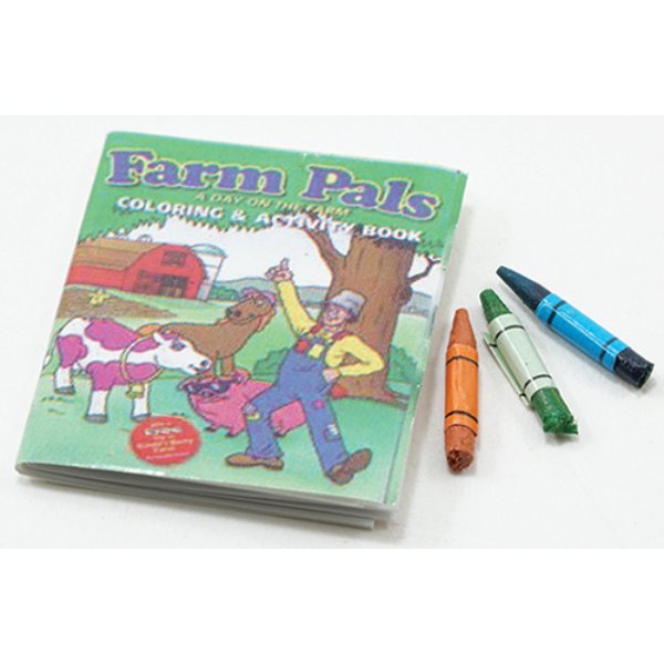 IM65246 Coloring Book with 3 Crayons for Dollhouse Miniature