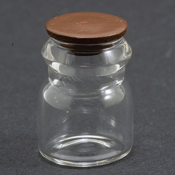 IM65729 Glass Jar with Dark Walnut Brown Lid for Dollhouse Miniature