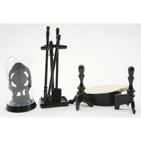 IM66234 Black Fireplace Accessories for Dollhouse Miniature