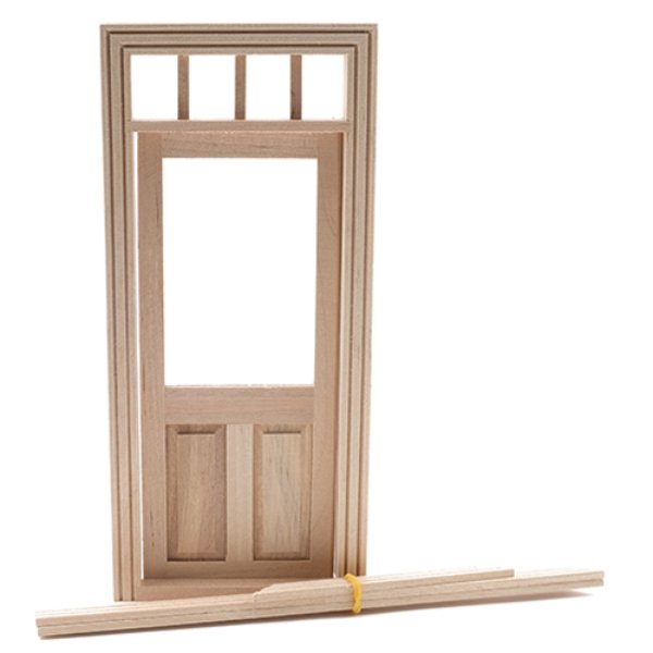 CLA76018 Traditional 2-Panel Door with Window for Dollhouse Miniature