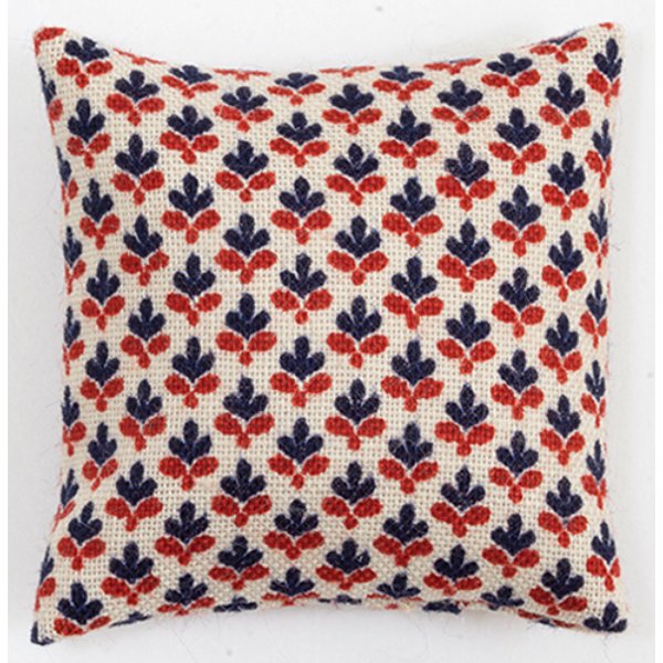 BB80033 Pillow for Dollhouse Miniature - Cream with Blue & Red Design