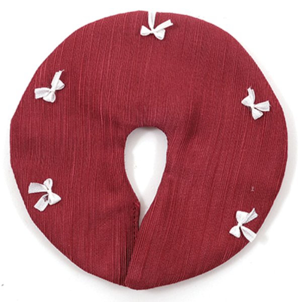 BB90005 Tree Skirt for Dollhouse Miniature - Cranberry with White Bows